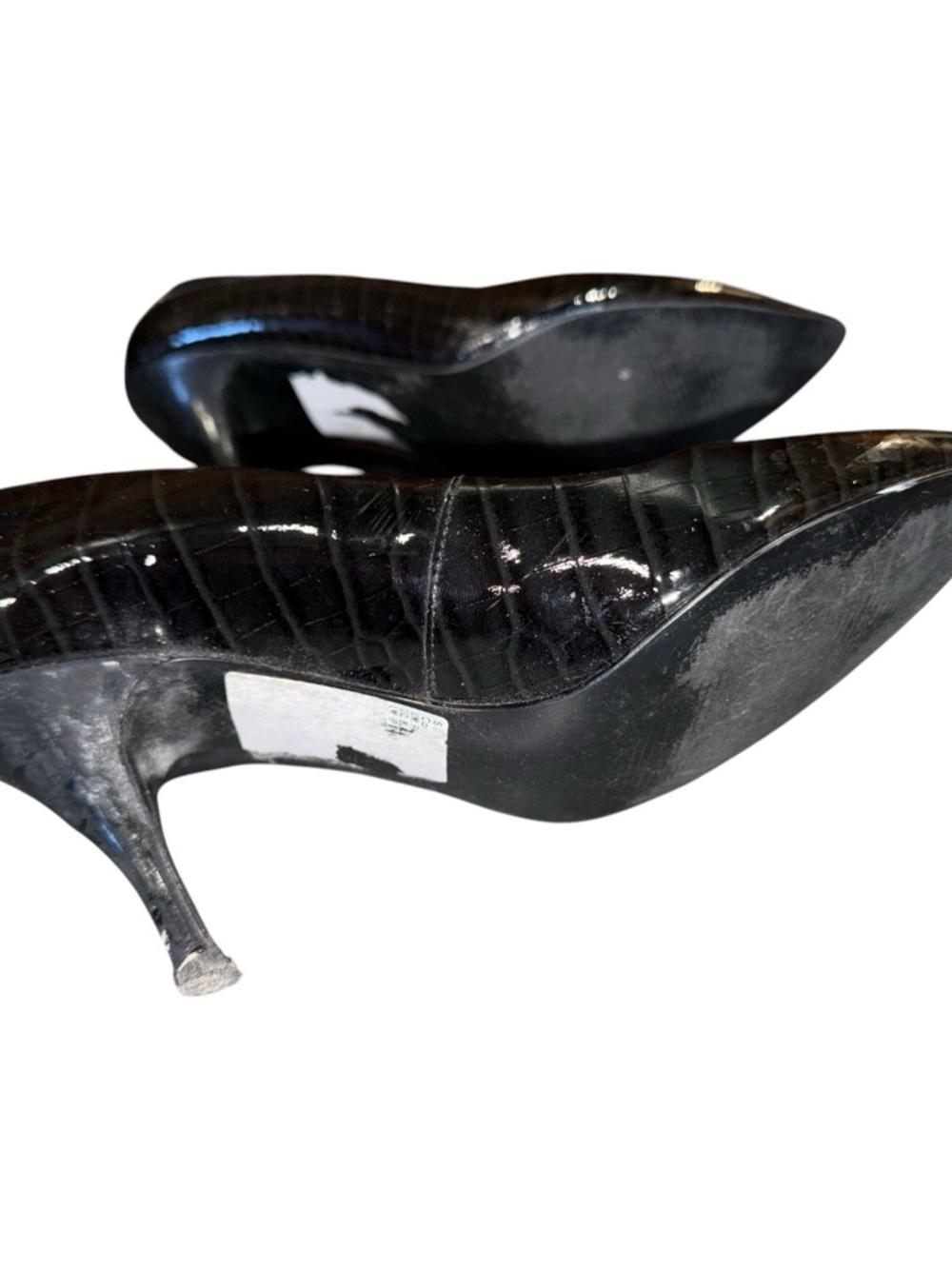 GUESS Black Croc-Embossed Pointed Toe Kitten Heels - Picture 4 of 7